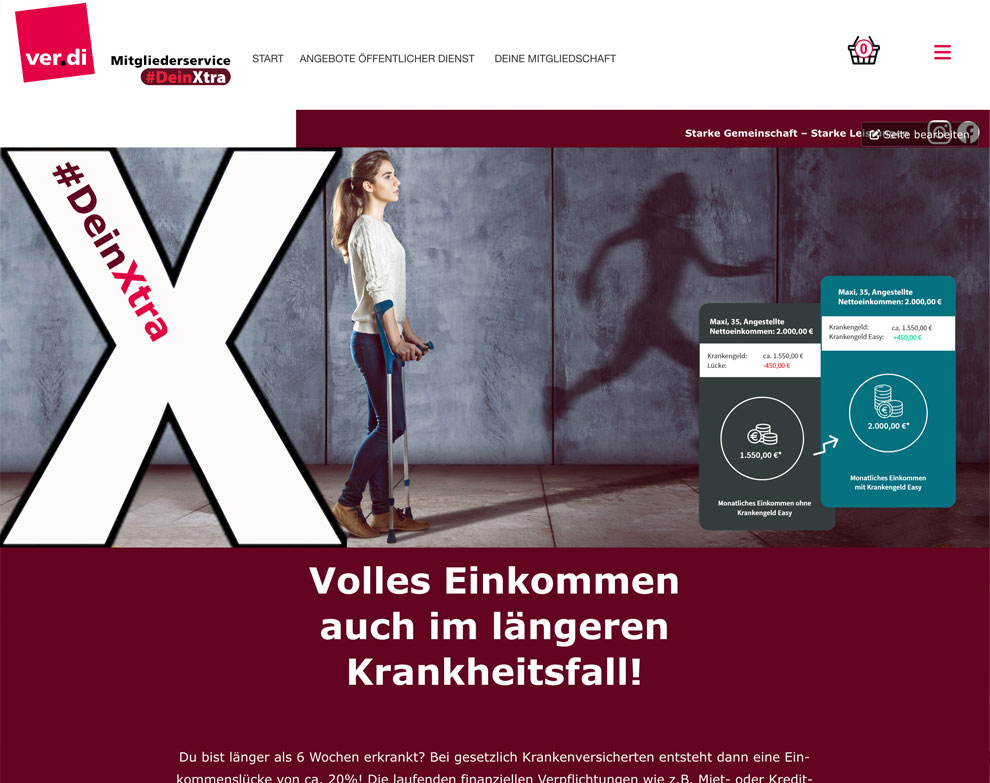 Webseite des ver.di MItgliederservice